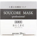 【業務用】5層立体 SOUCORE MASK(ソウコレマスク) 医療用 おとこまえ ライトグレー 個別包装 20枚入 1個