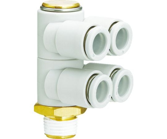 ワンタッチ管継手 ダブルブランチユニバーサルエルボ 4mm・R1/8　KQ2ZD04-01AS 1個(4.0)