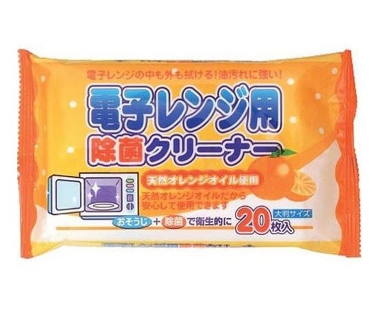 天然オレンジオイル配合で、しつこい油汚れを簡単におそうじできる除菌クリーナーです。気になる電子レンジの内側や外側はもちろん、キッチンまわりのバイ菌をしっかり除菌し、長時間その繁殖を防ぎます。大判タイプでふんわり厚手、拭き心地もアップしました。1枚でたっぷり使えます。 内容量：20枚入寸法：20×2×10.5（cm）質量：120g成分：エタノール、精製水、界面活性剤（塩化ベンザルコニウム）、オレンジオイル（リモネン）、香料天然オレンジオイル配合で、しつこい油汚れを簡単におそうじできる除菌クリーナーです。気になる電子レンジの内側や外側はもちろん、キッチンまわりのバイ菌をしっかり除菌し、長時間その繁殖を防ぎます。大判タイプでふんわり厚手、拭き心地もアップしました。1枚でたっぷり使えます。 内容量：20枚入寸法：20×2×10.5（cm）質量：120g成分：エタノール、精製水、界面活性剤（塩化ベンザルコニウム）、オレンジオイル（リモネン）、香料