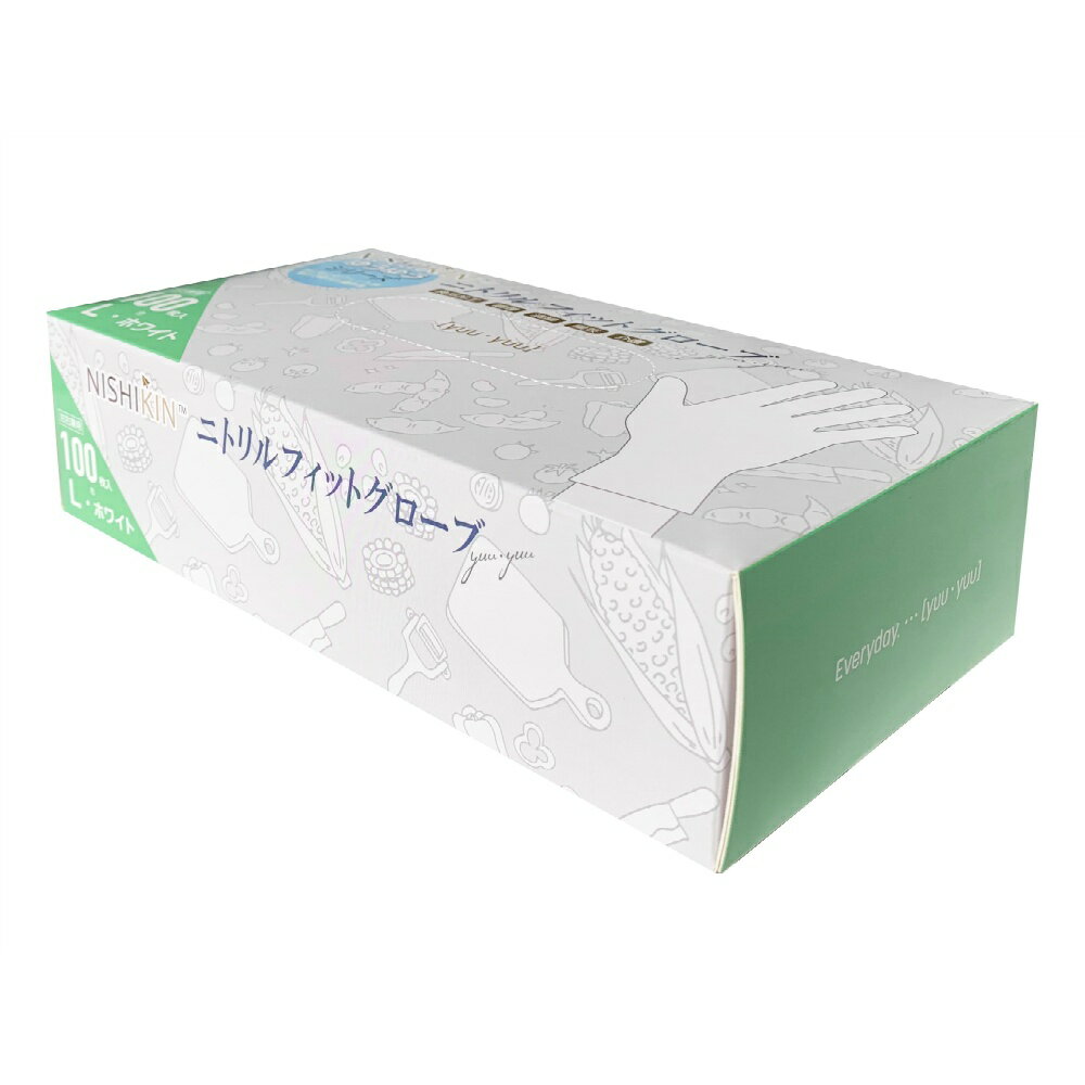 【期間限定!対象商品P2〜20倍】 ゆうゆうグローブニトリルフィットグローブホワイトL × 10点