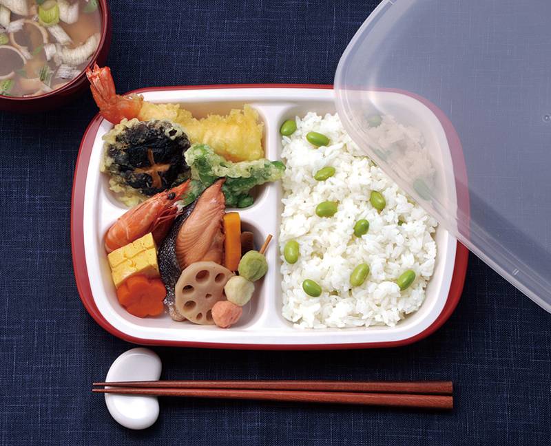 【全商品 ポイント10倍中】 小森樹脂フタ付ランチプレート（角）「楽弁」 濃茶