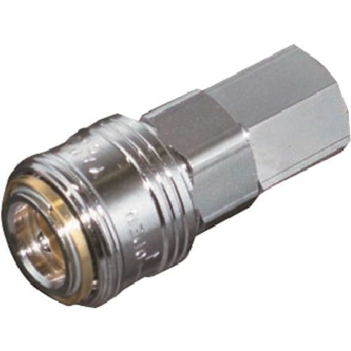 【特長】●外部からの衝撃・振動から、ソケットとプラグの分離を防止します。●プラグをソケットに押し込むだけで簡単接続。【仕様】●最高使用圧力(MPa)：1.5●相手側取付サイズ：R1/2●使用温度範囲(℃)：-20〜80●使用流体：空気●取付サイズ：Rc1/2●接続ねじ部：Rc1/2●材質：鋼鉄【仕様2】●サイズ：Rc1/2めねじ●バルブ構造：片路開閉型【材質／仕上】●本体：鋼鉄（クロムメッキ）●シールゴム：ニトリルゴム(NBR)【特長】●外部からの衝撃・振動から、ソケットとプラグの分離を防止します。●プラグをソケットに押し込むだけで簡単接続。【仕様】●最高使用圧力(MPa)：1.5●相手側取付サイズ：R1/2●使用温度範囲(℃)：-20〜80●使用流体：空気●取付サイズ：Rc1/2●接続ねじ部：Rc1/2●材質：鋼鉄【仕様2】●サイズ：Rc1/2めねじ●バルブ構造：片路開閉型【材質／仕上】●本体：鋼鉄（クロムメッキ）●シールゴム：ニトリルゴム(NBR)