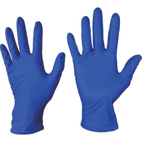 TRUSCO 使い捨てニトリル手袋TGセーフ 中厚手タイプ 0．12mm 粉なし濃青L 100枚入 1箱