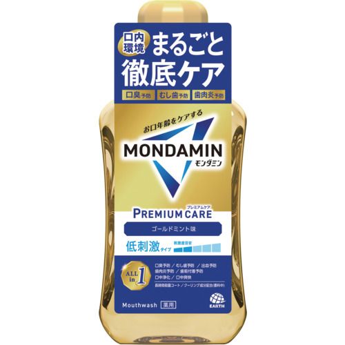 【期間限定!対象商品P2〜20倍】 アース　洗口液　モンダミン　プレミアムケア　ゴールドミント　600ml 1本
