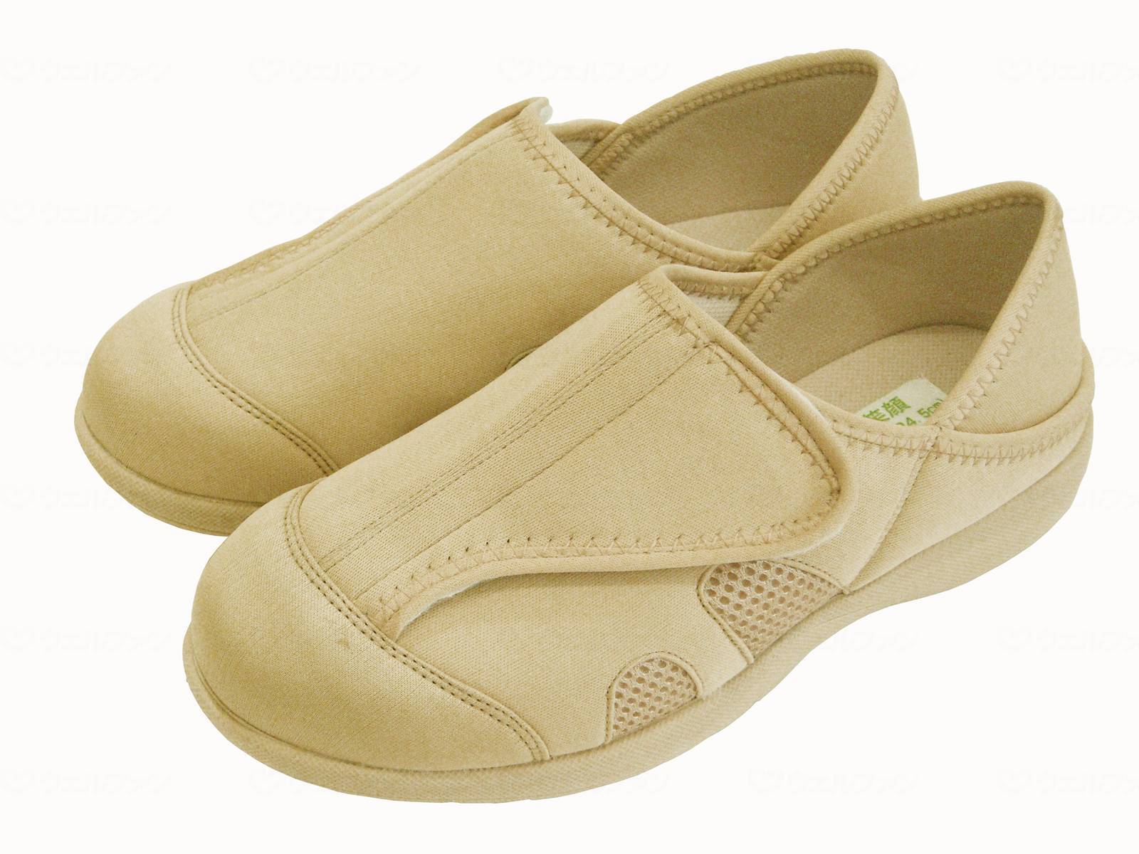 神戸生絲「あし笑顔」かかとが踏めるルームシューズ ベージュ LL