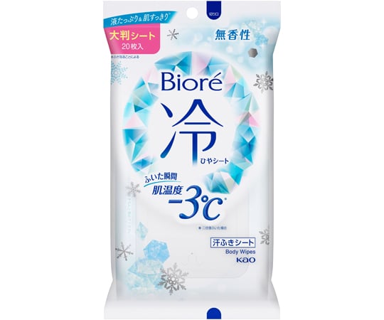 1枚で全身まるごとひんやり！ふいた瞬間、肌温度-3C（※）の汗ふきシート。冷却ウォーターたっぷりひたひたで、ふいた瞬間から熱を逃がします。メントール配合で肌すっきり爽快！やぶれにくい厚手の大判シート。ベタつく汗・ニオイのもととなる皮脂汚れをふき取ります。ヒアルロン酸配合。香りは選べる3種類（無香性／リフレッシュフローラル／ももせっけん）。※二往復ふいた場合内容量：0.158L荷姿サイズ：124×40×192mm　0.25kg[荷姿サイズについて]1枚で全身まるごとひんやり！ふいた瞬間、肌温度-3C（※）の汗ふきシート。冷却ウォーターたっぷりひたひたで、ふいた瞬間から熱を逃がします。メントール配合で肌すっきり爽快！やぶれにくい厚手の大判シート。ベタつく汗・ニオイのもととなる皮脂汚れをふき取ります。ヒアルロン酸配合。香りは選べる3種類（無香性／リフレッシュフローラル／ももせっけん）。※二往復ふいた場合内容量：0.158L荷姿サイズ：124×40×192mm　0.25kg[荷姿サイズについて]