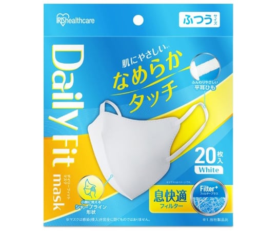 DAILYFITMASKなめらかタッチ立体ふつうサイズ20枚入ホワイト RN-DH20SW1パック(20枚入)