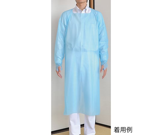 【期間限定!対象商品P2〜20倍】 リセラ　プラスチックガウン（袖付・エンボス）　フリーサイズ　10枚入1パック(10枚入)