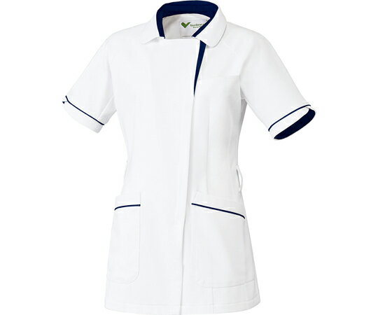 作業服メディカルウェアベルデクセル女性用チュニックファスナータイプホワイト×ネイビー3L VEM147-UE-3L1着
