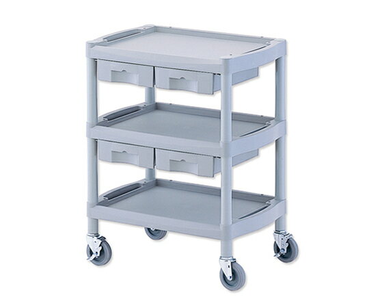 【期間限定!対象商品P2〜20倍】 プラスチックワゴン3段 引出し4個付き 655×455×825mm Y201K 1台