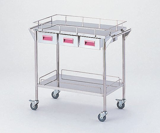 ストレージステンレスカート 2段 ピンク (幅750mm/引き出し3個) CHW-2H-P 1台