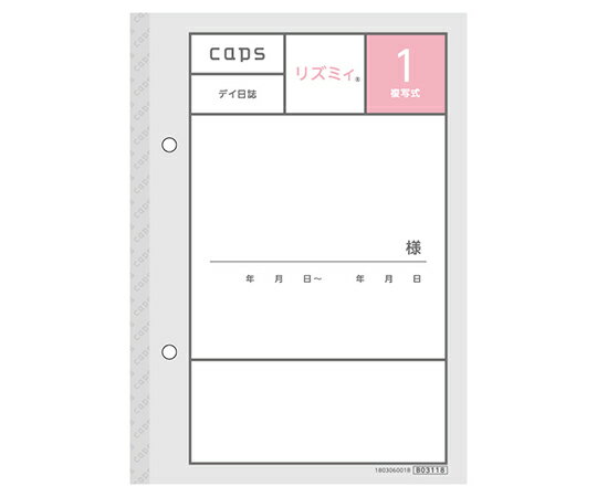 看護・介護記録用紙 リズミィ1 デイ日誌 B6 B03118 1セット(20冊入)
