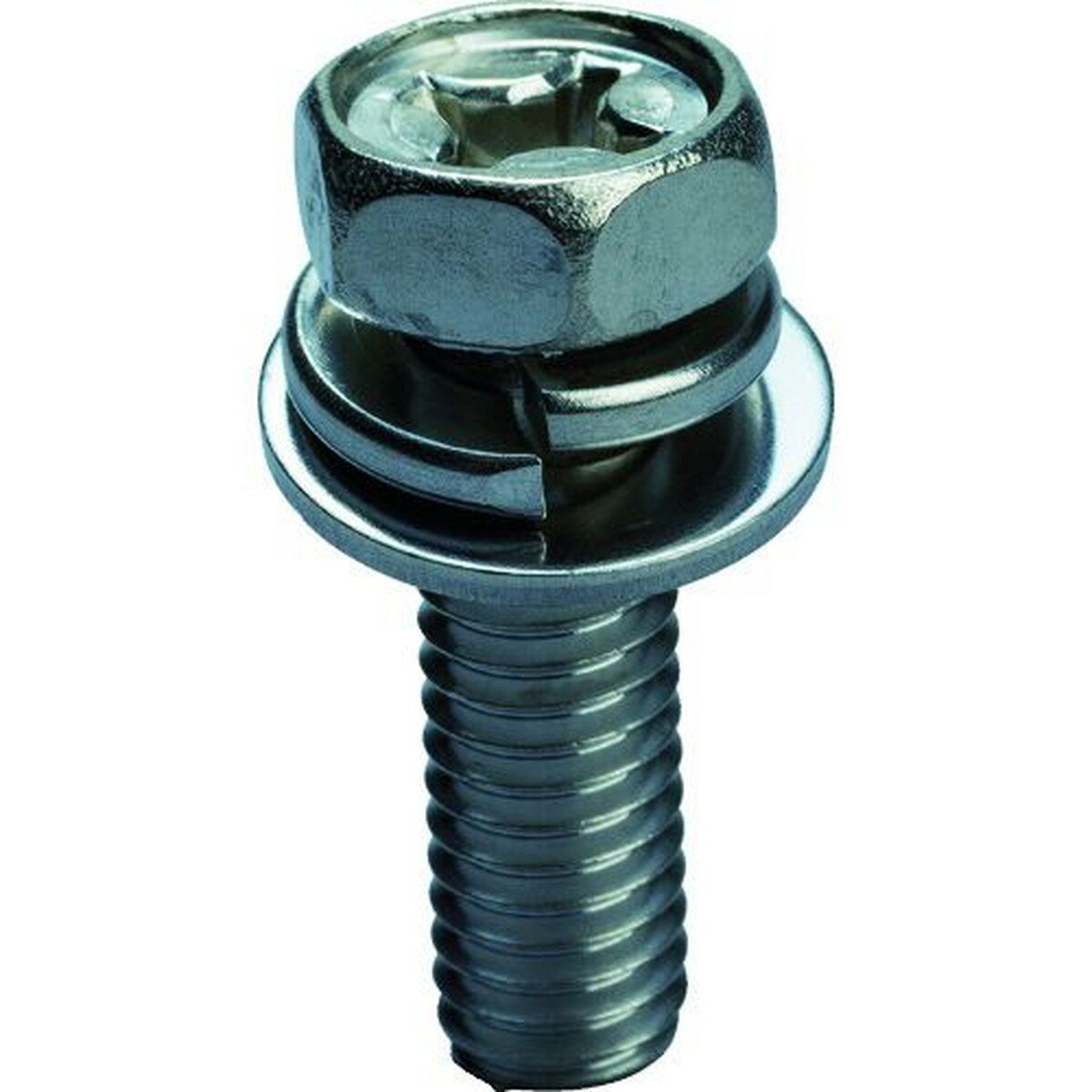 TRUSCO　十字穴付アプセット組込　P＝3　ステンレス　M6×12　23本入　／（＋）アプセットボルト　ばね座金＋JISワッシャー付き　1Pk (Y3360612)