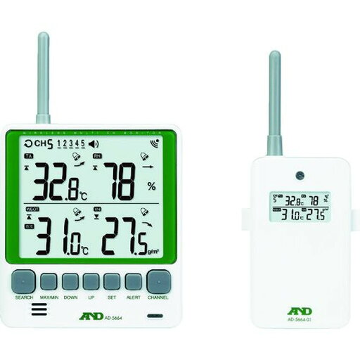 A&D マルチチャンネルワイヤレス環境温湿度計 セット AD−5664SET 1台 (AD5664SET) A&D マルチチャンネルワイヤレス環境温湿度計 セット AD−5664SET 1台 (AD5664SET)