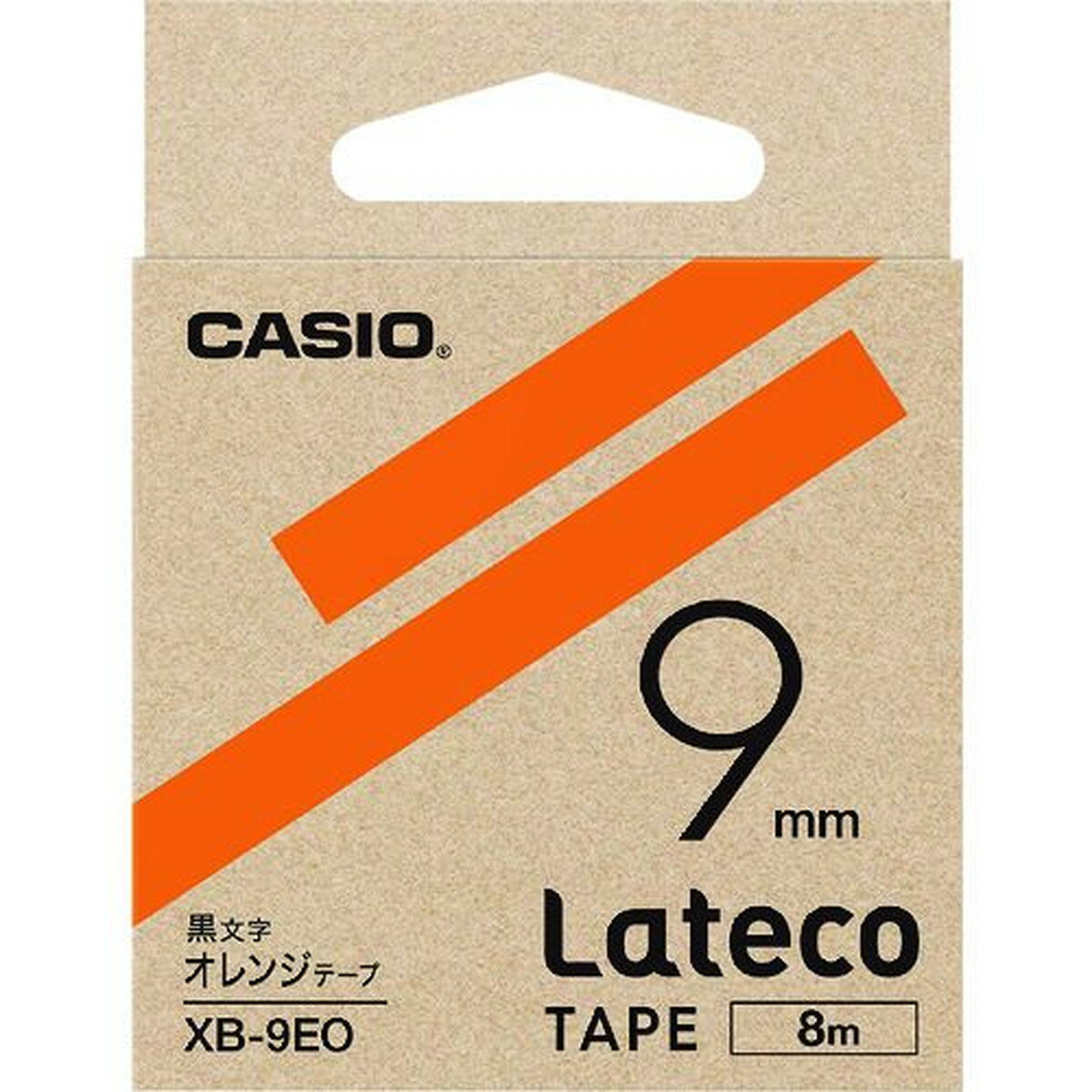 カシオ　ラテコ（Lateco）専用詰め替えテープ　9mm　オレンジテープに黒文字　1個 (XB9EO)