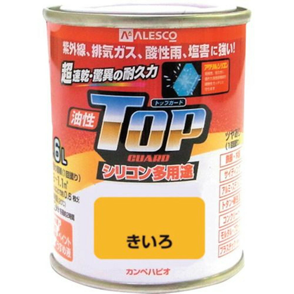 KANSAI カンペ 油性トップガード1．6Lきいろ 1缶 (119-0551)