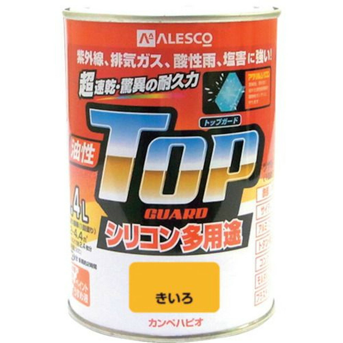 KANSAI カンペ 油性トップガード0．4Lきいろ 1缶 (119-0554)