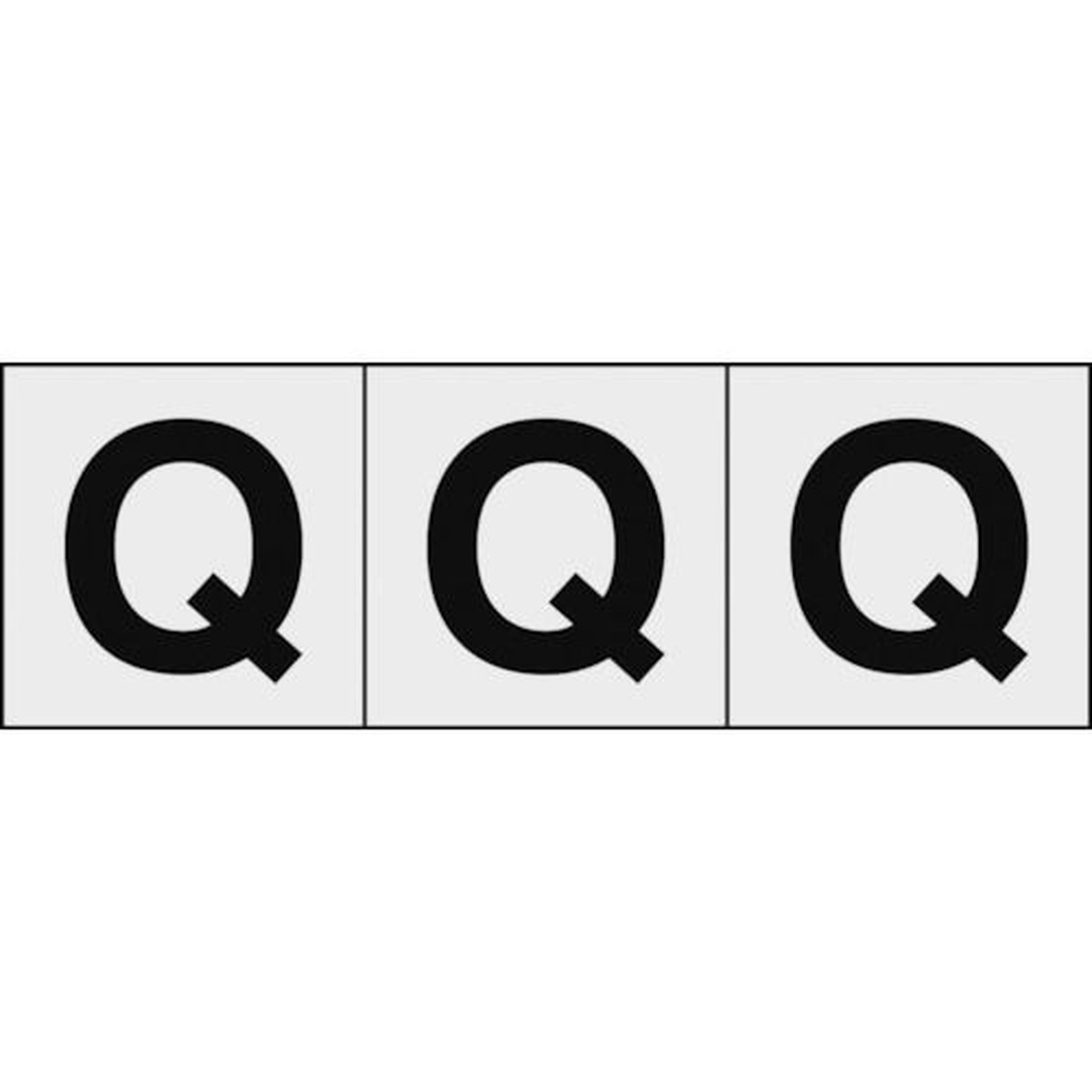 TRUSCO　アルファベットステッカー　30×30　「Q」　透明地／黒文字　3枚入　1組 (TSN30QTM)