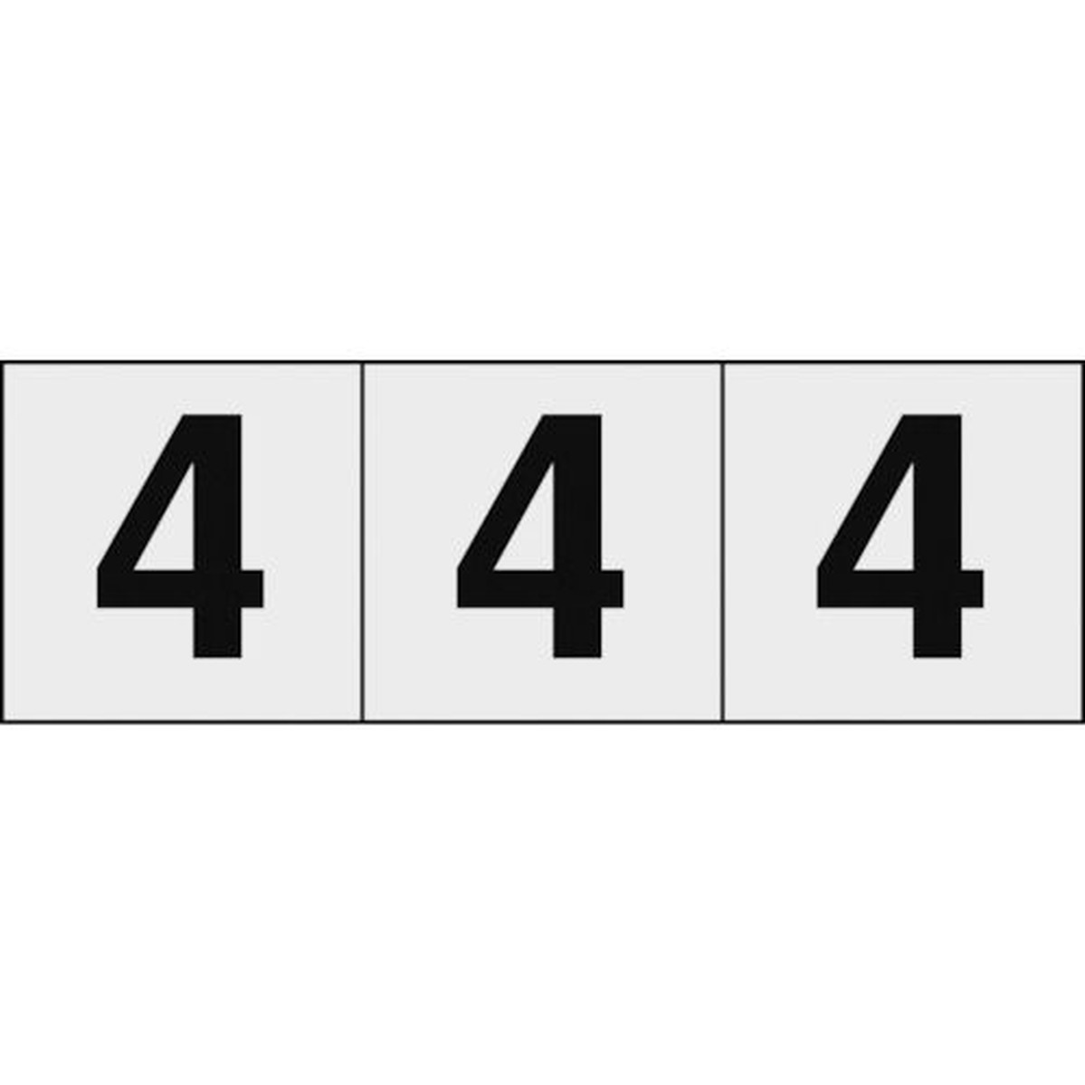 TRUSCO 数字ステッカー 50×50 「4」 透明地／黒文字 3枚入 1組 (TSN-50-4-TM)