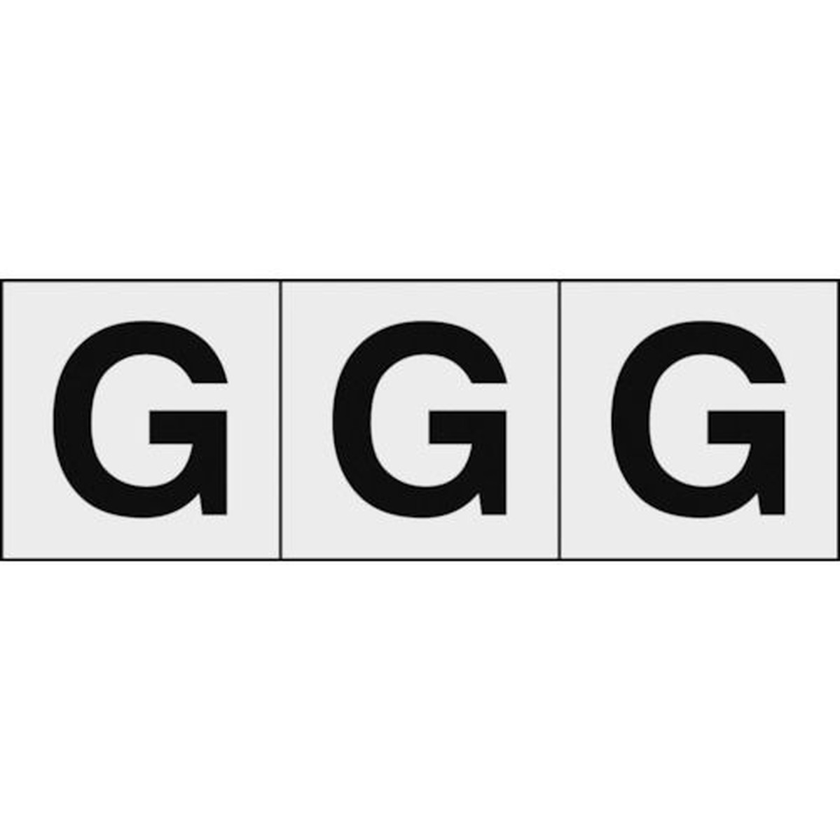 TRUSCO　アルファベットステッカー　50×50　「G」　透明地／黒文字　3枚入　1組 (TSN50GTM)