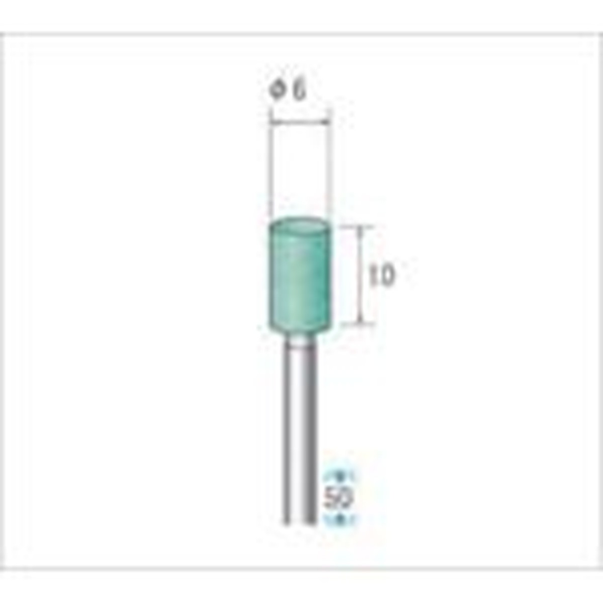 ナカニシ 軸付砥石（1Pk（袋）＝10本）粒度＃60 グリーン 円筒 外径6mm 1PK (42665)