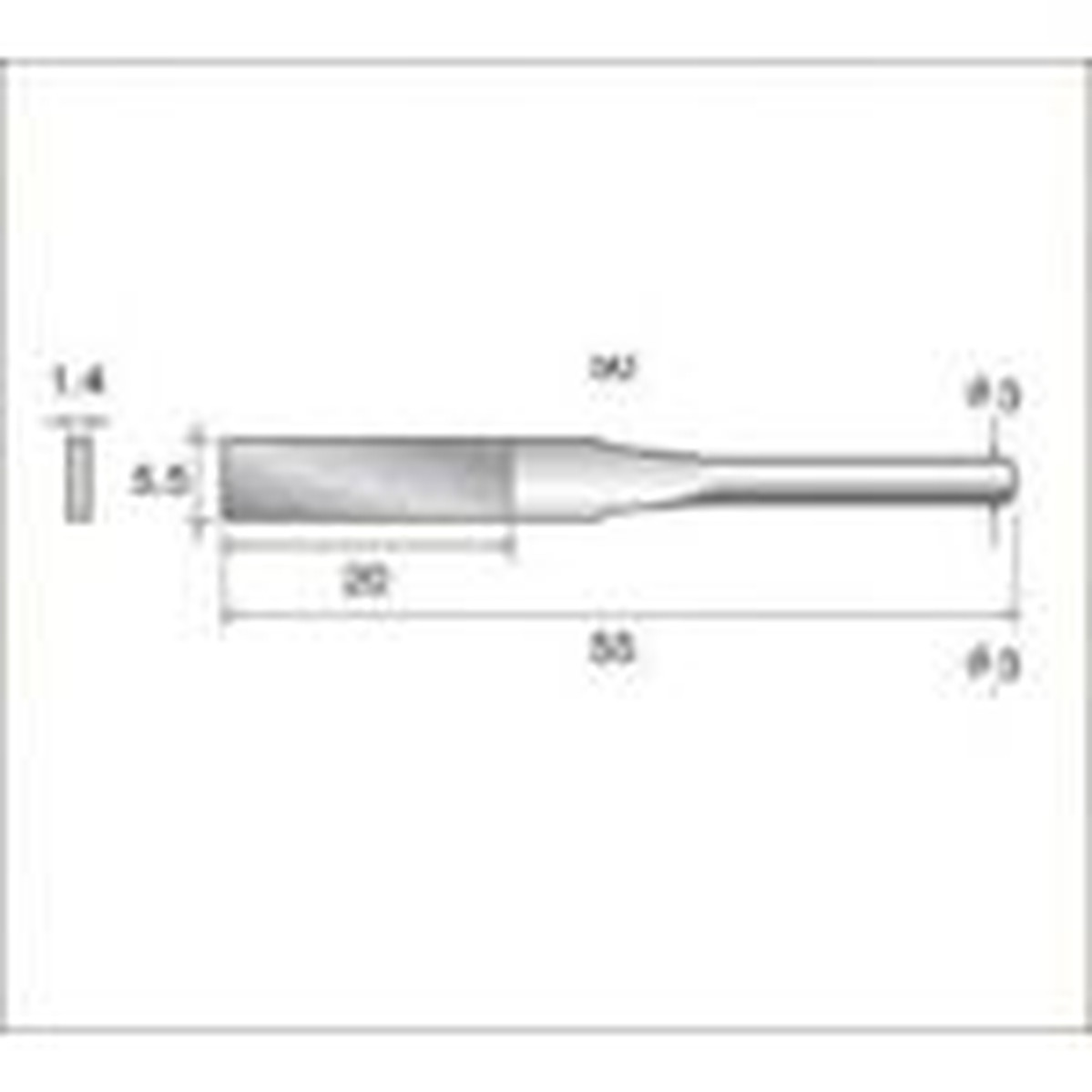 ナカニシ 電着ダイヤモンドヤスリ（軸径3mm）全長55mm刃長20mm刃幅5．5mm 1本 (62815)