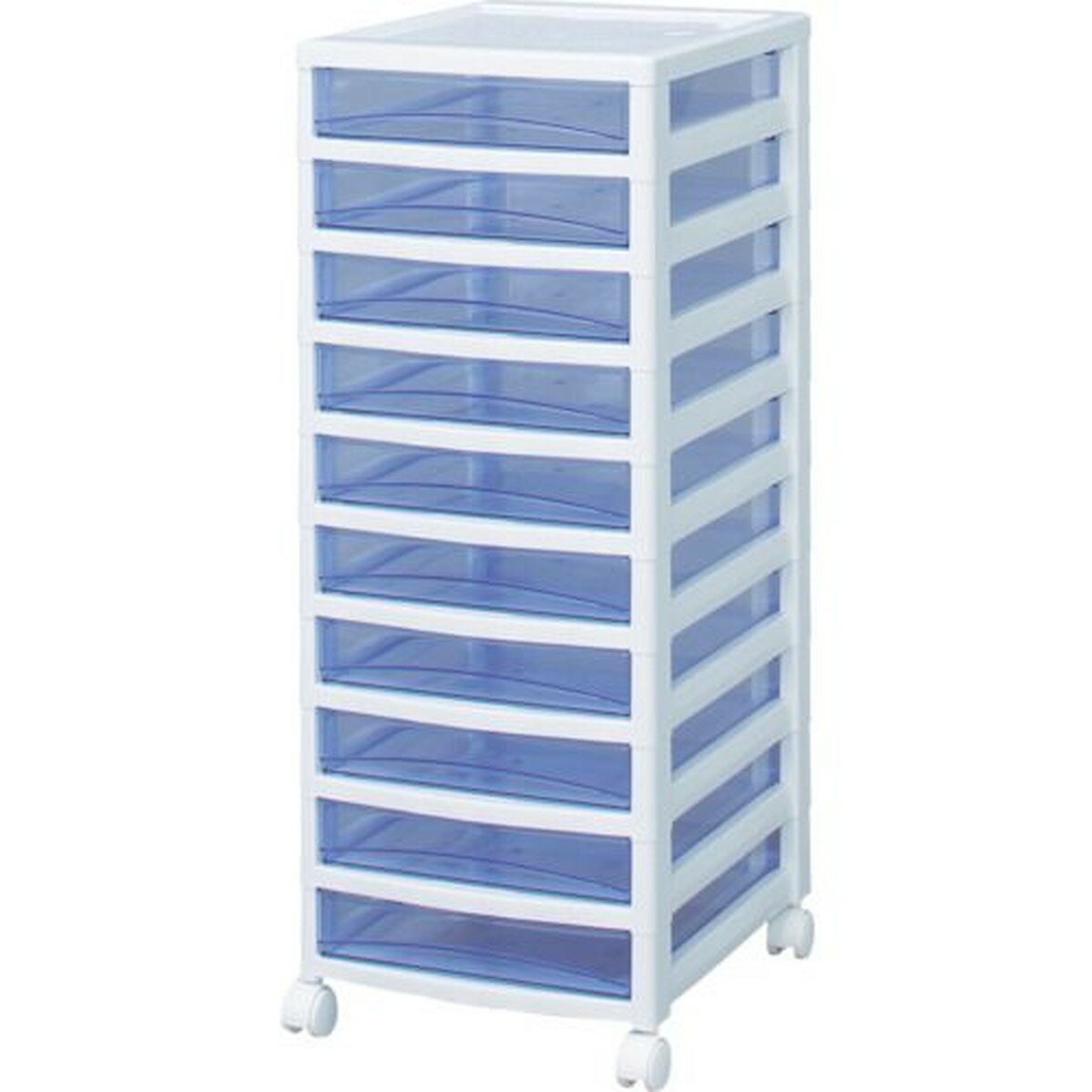 IRIS　221300　スーパークリアチェスト　ホワイト／クリアブルー　10段タイプ　1台 (SCES1000BL)