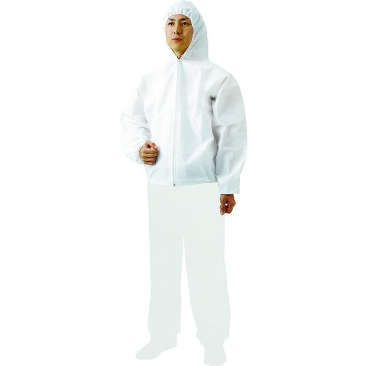 TRUSCO 不織布使い捨て保護服フード付ジャンバー Sサイズ 1着 (TPCFS)