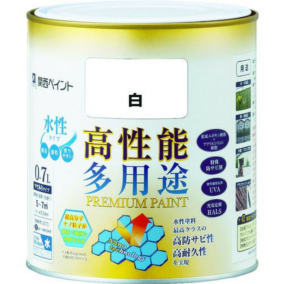 KANSAI プレミアム水性塗料 0．7L 白 1缶