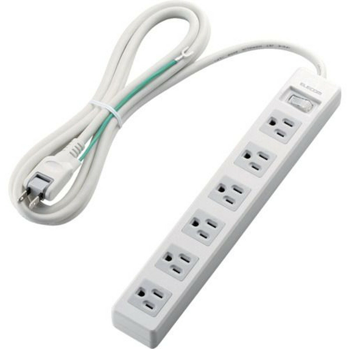 ELECOM　オフィス用タップ　3ピンプラグ　一括スイッチ　6口　2．5m　ホワイト　1個 (TT3A3625WH)
