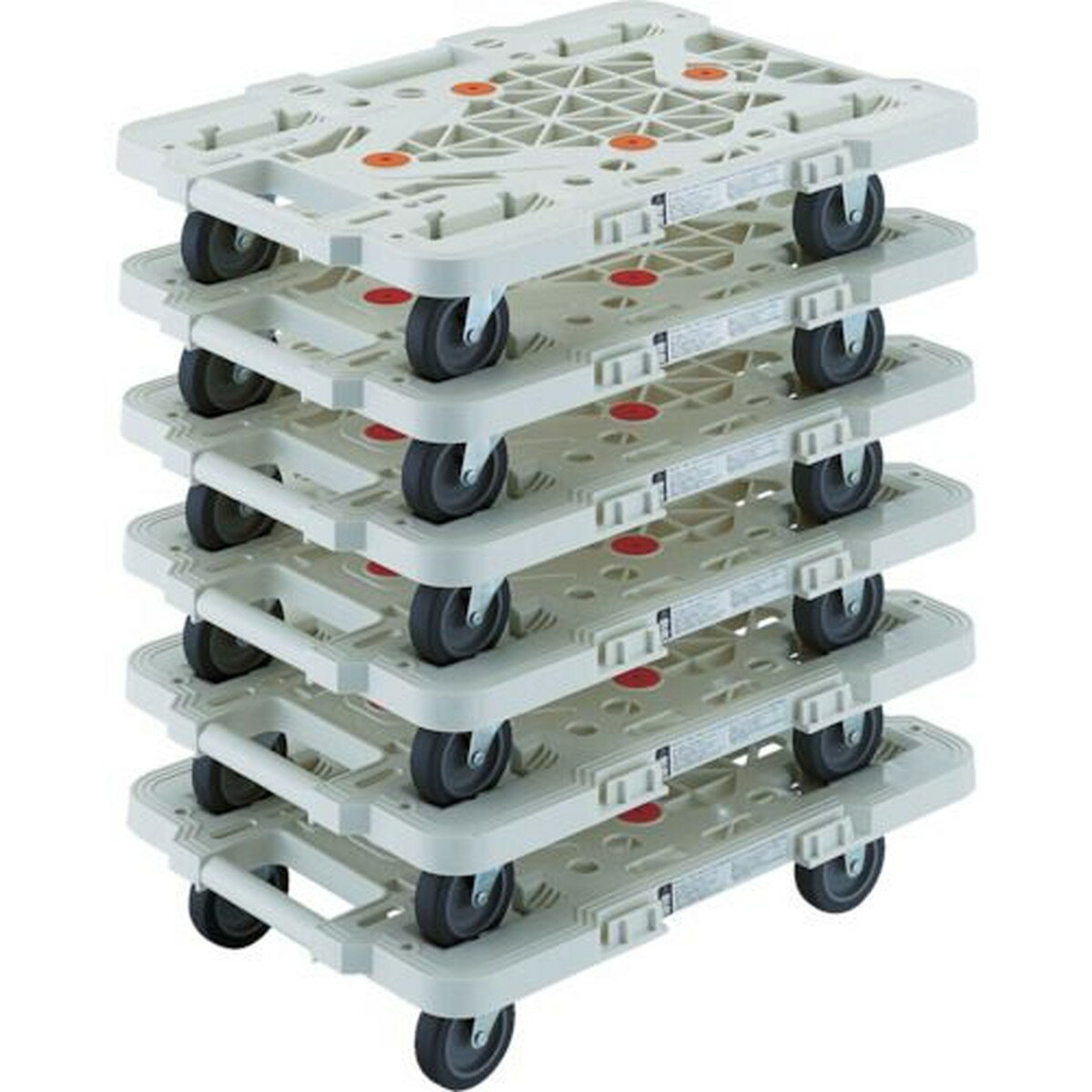 TRUSCO まとめ買い 樹脂製平台車 ルートバン MPK-500-W 6台セット 1S (MPK500WM6)