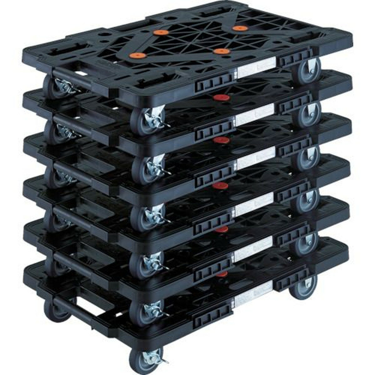 TRUSCO まとめ買い 樹脂製平台車 ルートバン MPK-600S-BK 6台セット 1S (MPK600SBKM6)