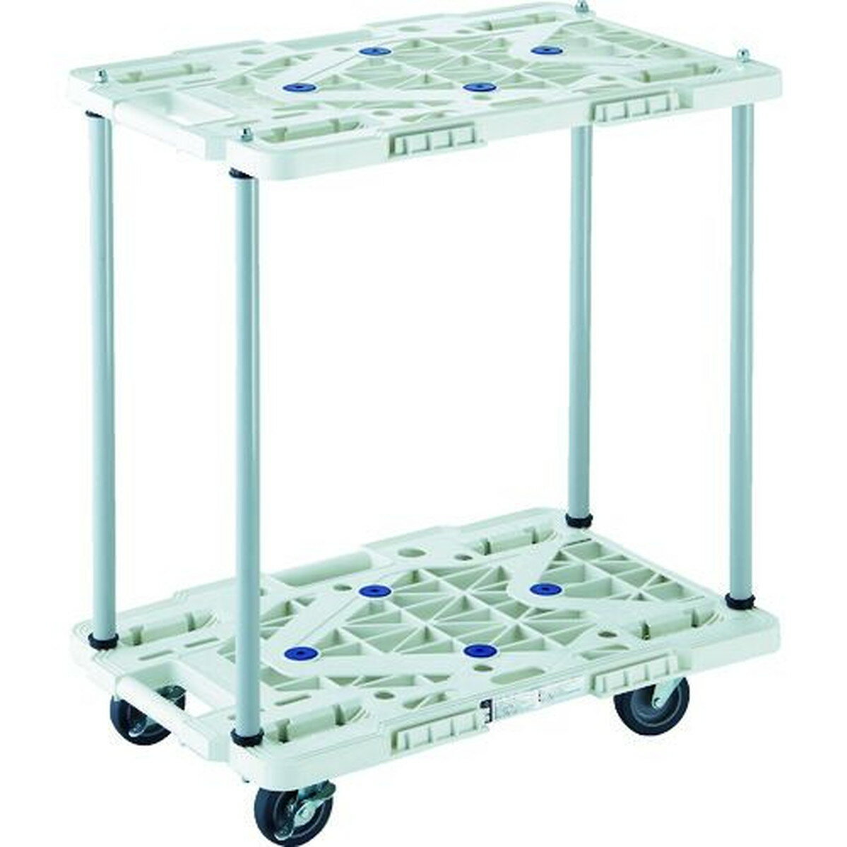 TRUSCO　樹脂製台車　2段式ルートバン　600X400　ハンドル無　4輪自在　青　1台 (MPK6020JB)