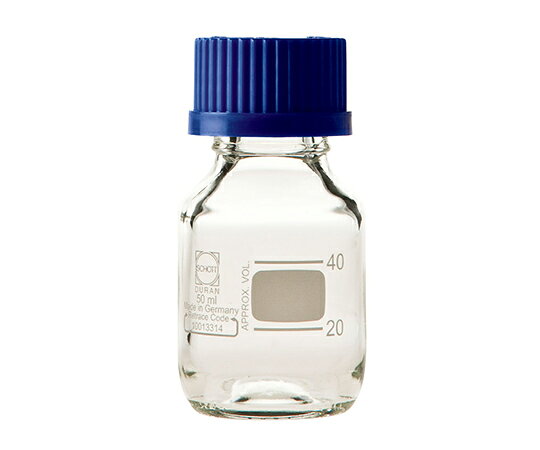 【期間限定!対象商品P2〜20倍】 ねじ口瓶丸型白(デュラン(R)) 青キャップ付 50mL 1本
