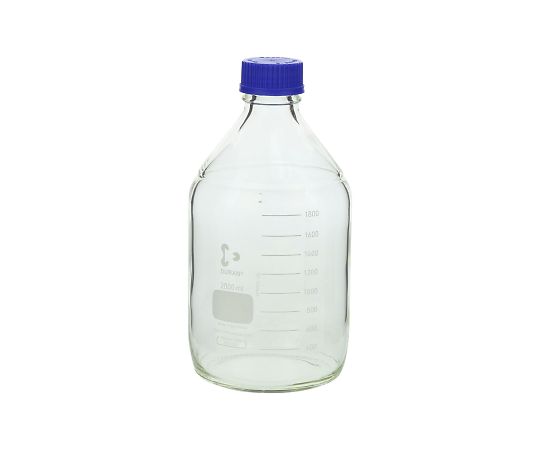 【全商品 ポイント10倍中】 ねじ口瓶丸型白(デュラン(R)) 青キャップ付 2000mL 1本