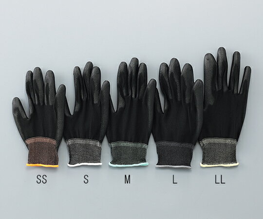 アズピュア黒色PU手袋 オーバーロック・ポリエステル製 手の平コート S 10双入 1袋(10双入)