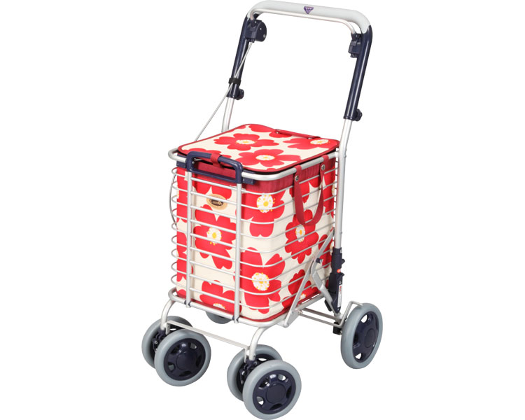 アルミワイヤーカート / A-0245H 花柄赤 1台