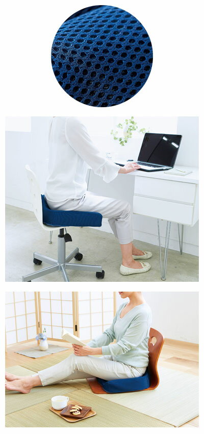 【期間限定!対象商品P2〜20倍】 腰痛対策クッション / 93450→93452 ブルー 1個