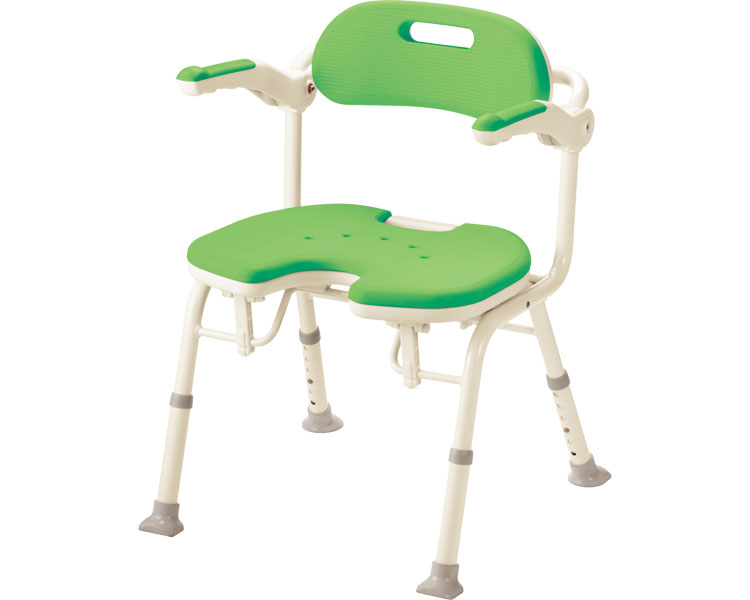 安寿 折りたたみシャワーベンチ IU （座面U型） / 536-336 グリーン 1台