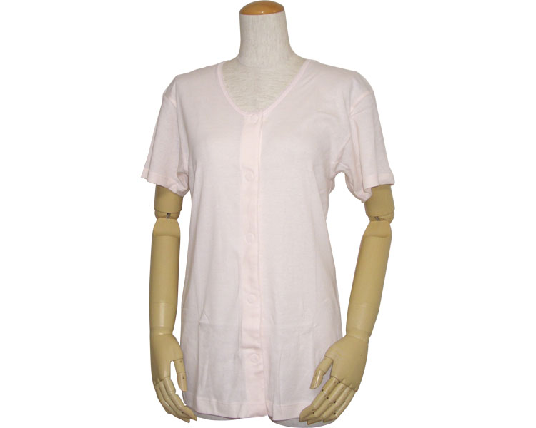 婦人前開きワンタッチテープ式三分袖シャツ / 43253 L ピーチ 1枚(4.0)