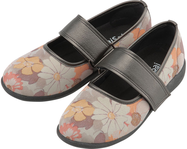 SaiSai〜フラワープリント〜 W941 婦人用 / 21.5cm フルールオレンジ 1足