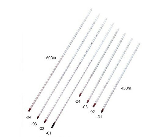 足長赤液棒状温度計 200℃ 600mm 1個