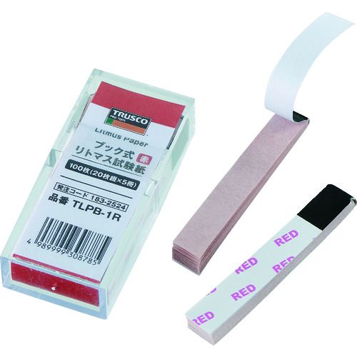 TRUSCO ブック式リトマス試験紙 20枚綴X5冊X10 赤 1Pk (TLPB10R)