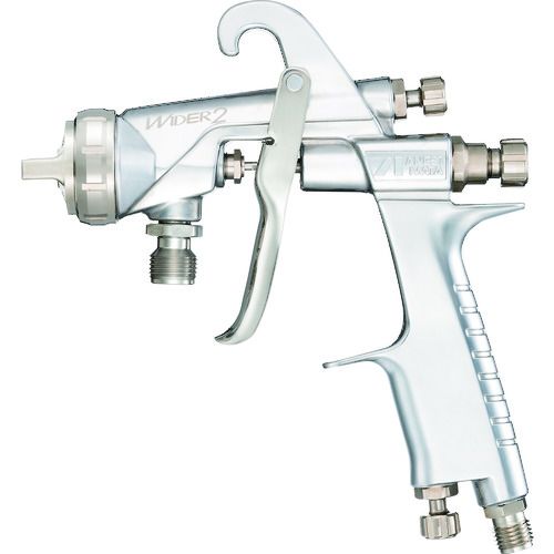 特長:●機能性を重視したエルゴノミクスデザインです。●モデルチェンジにより容易なメンテナンスが可能になりました。●リニアに反応するパターン調整装置、個体差の少ない空気弁シートセットを実現しました。 用途:●木工、家具、金属に。●鉄骨錆止め、高粘度塗料用。 仕様:●ノズル径(mm)：2.5●所要圧縮機(kW)：1.5〜2.2●空気使用量(L/min)：360●パターン開き(mm)：280●霧化段階：汎用●エア取付口：G1/4●カップ取付口：G3/8 仕様2:●吸上式●カップ取付口：G3/8●エア取付口：G1/4 材質／仕上:●本体：アルミダイカスト●接続部：ステンレス特長:●機能性を重視したエルゴノミクスデザインです。●モデルチェンジにより容易なメンテナンスが可能になりました。●リニアに反応するパターン調整装置、個体差の少ない空気弁シートセットを実現しました。 用途:●木工、家具、金属に。●鉄骨錆止め、高粘度塗料用。 仕様:●ノズル径(mm)：2.5●所要圧縮機(kW)：1.5〜2.2●空気使用量(L/min)：360●パターン開き(mm)：280●霧化段階：汎用●エア取付口：G1/4●カップ取付口：G3/8 仕様2:●吸上式●カップ取付口：G3/8●エア取付口：G1/4 材質／仕上:●本体：アルミダイカスト●接続部：ステンレス