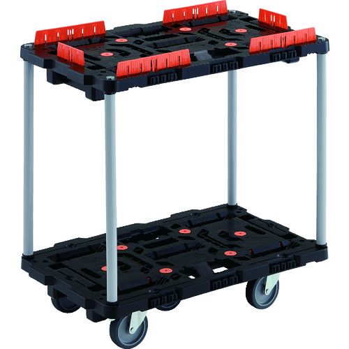 TRUSCO 連結式樹脂製2段台車 ビートル 700X450 自在5輪 コボレ止めセット付 ハンドルなし 1台 (BT720KJ5E100)