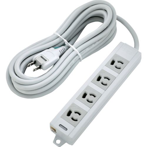 特長:●3P抜け止めの4個口タップです。●裏面にマグネットが付いていますので、スチールのデスクなどに仮固定することができます。●差し込み部にユリア樹脂材を使用しており、熱に強い構造となっております。●アース接続できるアース端子付きです。●ゴミが少なく環境に優しい簡易パッケージ仕様です。●RoHS指令対応製品です。●EU（欧州連合）域内で施行されている「RoHS指令」に基づき、特定有害物質を制限した製品です。 仕様:●コンセント数：4個口●ケーブル長(m)：5●色：グレー●幅(mm)：224●奥行(mm)：45●高さ(mm)：29.6●品名：電源タップ3P4個口●定格容量：15A・125V（1500Wまで）●適合規格：電気用品安全法（PSE）技術基準適合品●差し込み口形状：3P●プラグ形状：2Pアースコード付●プラグ仕様：スイング式●絶縁キャップ：あり●差込口タイプ：抜け止めタイプ●差込口間隔：40mm●差込口カラー：グレー●差込口数：4個口●マグネット：あり●コード導体サイズ：VCTF 1.8平方ミリメートル×2芯、0.75平方ミリメートル×1芯（アース）●コード仕上り外形寸法：約直径8.5mm●電源コード長さ：5m●二重構造：あり●アース端子：あり●コード色：グレー●仮固定穴間隔：212mm●コード長さ（m）：5●品名：電源タップ3P4個口 仕様2:●定格容量:15A・125V(1500Wまで)●電源コード:5m●プラグ:2Pスイング 材質／仕上:●ケース:難燃性ABS樹脂●差し込み部：ユリア樹脂特長:●3P抜け止めの4個口タップです。●裏面にマグネットが付いていますので、スチールのデスクなどに仮固定することができます。●差し込み部にユリア樹脂材を使用しており、熱に強い構造となっております。●アース接続できるアース端子付きです。●ゴミが少なく環境に優しい簡易パッケージ仕様です。●RoHS指令対応製品です。●EU（欧州連合）域内で施行されている「RoHS指令」に基づき、特定有害物質を制限した製品です。 仕様:●コンセント数：4個口●ケーブル長(m)：5●色：グレー●幅(mm)：224●奥行(mm)：45●高さ(mm)：29.6●品名：電源タップ3P4個口●定格容量：15A・125V（1500Wまで）●適合規格：電気用品安全法（PSE）技術基準適合品●差し込み口形状：3P●プラグ形状：2Pアースコード付●プラグ仕様：スイング式●絶縁キャップ：あり●差込口タイプ：抜け止めタイプ●差込口間隔：40mm●差込口カラー：グレー●差込口数：4個口●マグネット：あり●コード導体サイズ：VCTF 1.8平方ミリメートル×2芯、0.75平方ミリメートル×1芯（アース）●コード仕上り外形寸法：約直径8.5mm●電源コード長さ：5m●二重構造：あり●アース端子：あり●コード色：グレー●仮固定穴間隔：212mm●コード長さ（m）：5●品名：電源タップ3P4個口 仕様2:●定格容量:15A・125V(1500Wまで)●電源コード:5m●プラグ:2Pスイング 材質／仕上:●ケース:難燃性ABS樹脂●差し込み部：ユリア樹脂