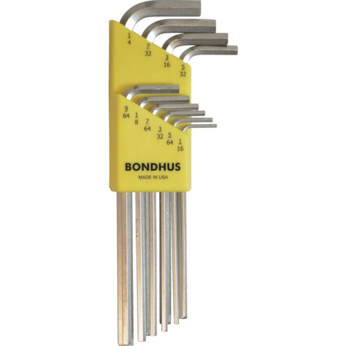 BONDHUS　六角L−レンチ　ロング　メッキ　インチ　セット10本組（1／16−1／4）　1S (HLX10B)のサムネイル