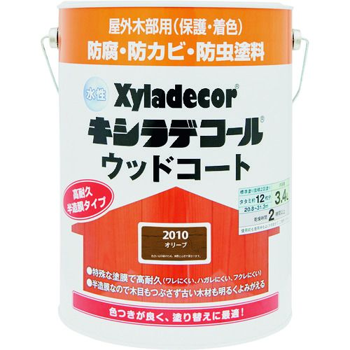 KANSAI 水性XDウッドコートS オリーブ 3．4L 4缶 (00097670310000)