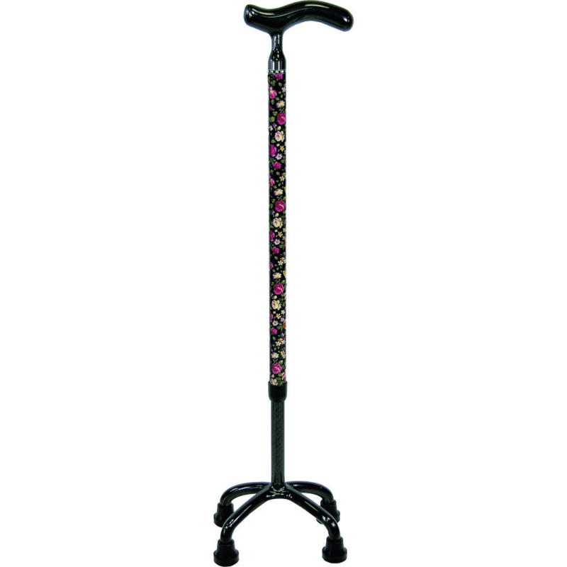 オールカーボンクオッドケイン四点杖花柄ネイビー 非70C-F4