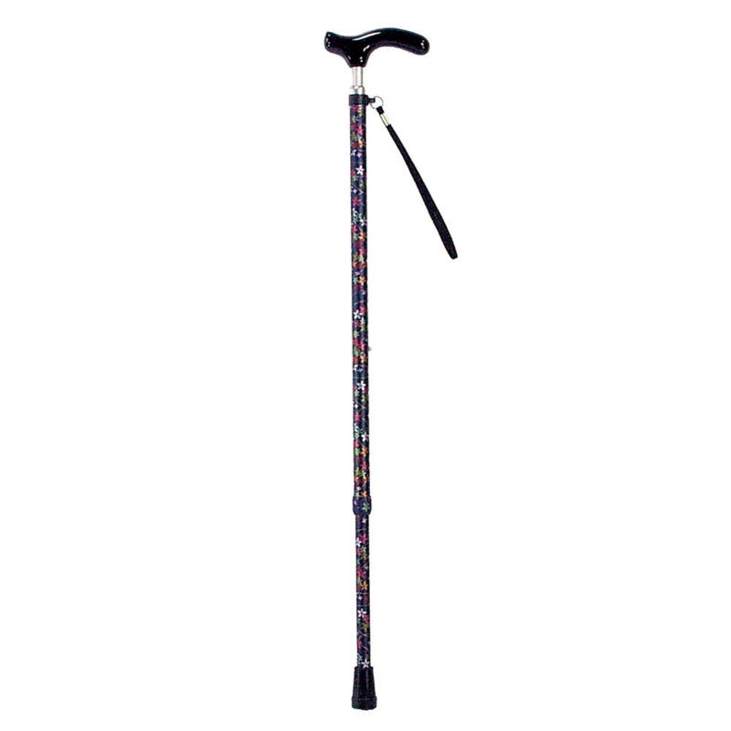 伸縮細型ネックステッキ 花柄紺67-FD4